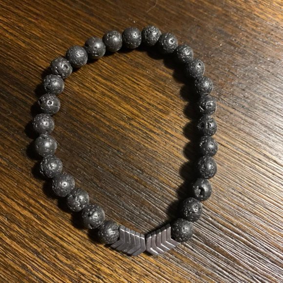 Hematite Arrow and Lava Stone Bracelet - Picture 2 of 2